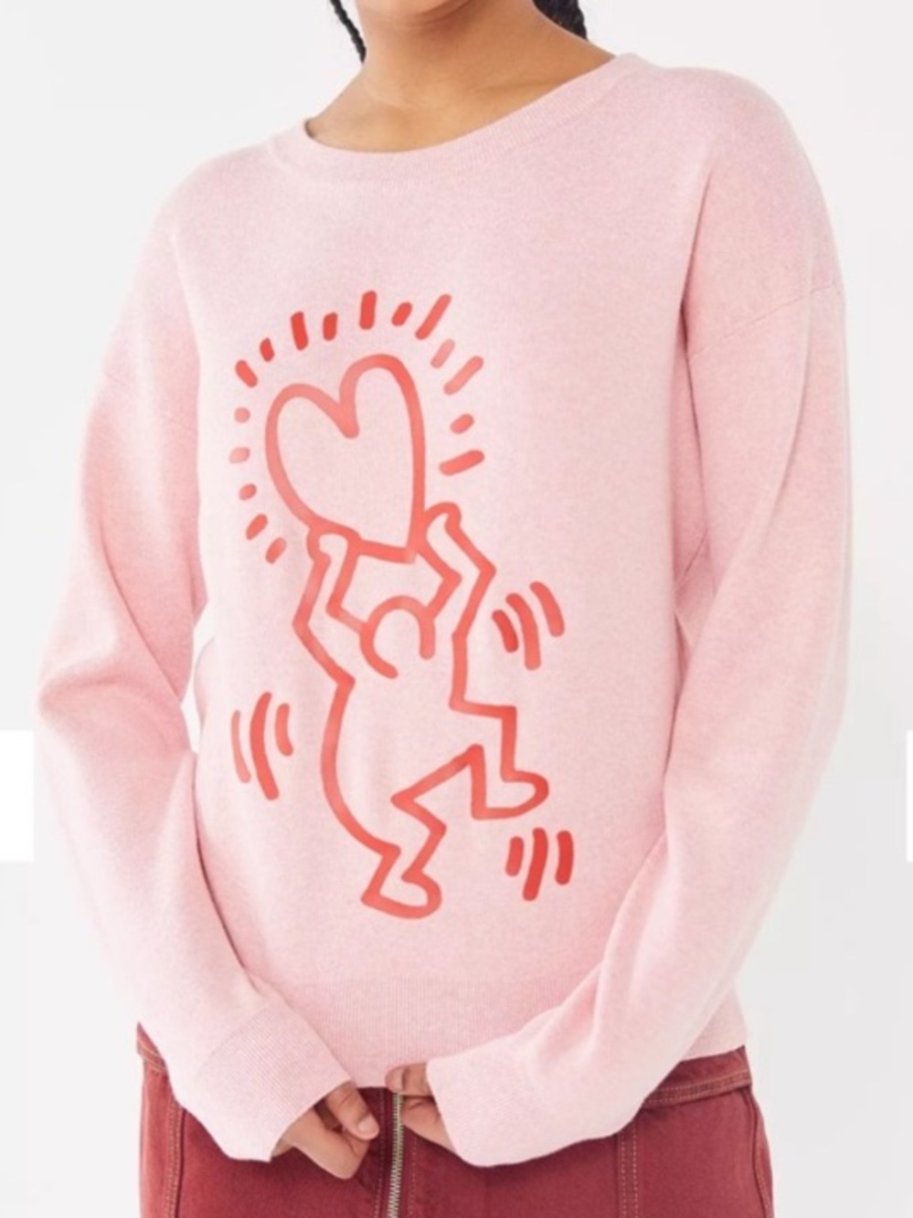 LACOSTE x KEITH HARING Crew Neck Sweater Pink Graphic Size M/L